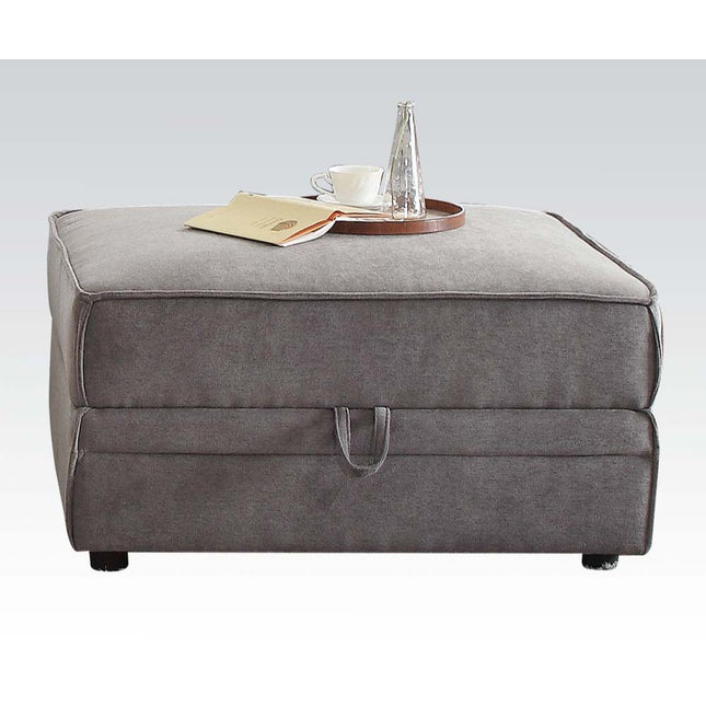 Bois - Ottoman - Gray Velvet - Tony's Home Furnishings