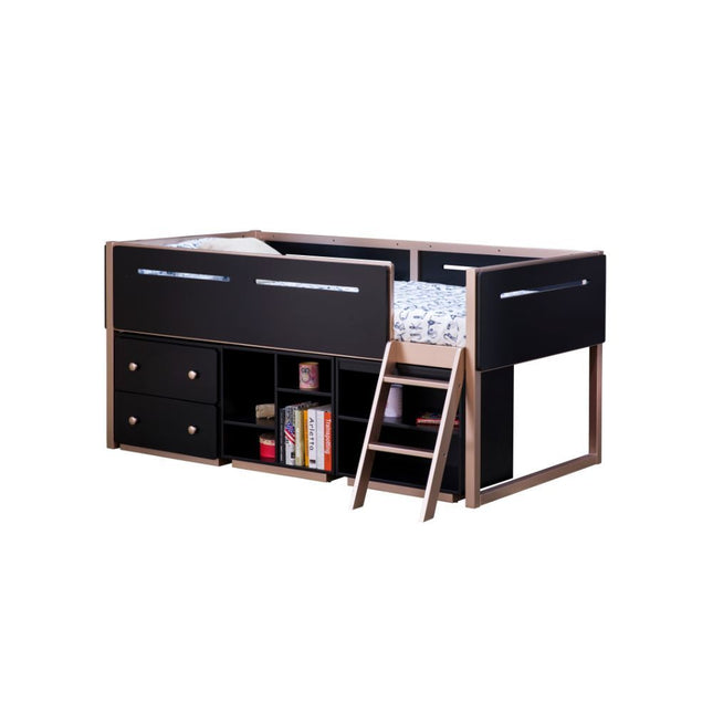 Prescott - Bookshelf - Black & Rose-Gold - Tony's Home Furnishings