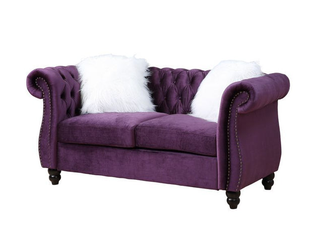 Thotton - Loveseat - Purple Velvet - Tony's Home Furnishings