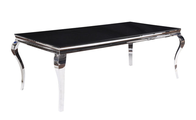 Fabiola - Dining Table - Stainless Steel & Black Glass - Tony's Home Furnishings