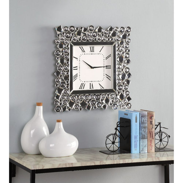 Kachina - Wall Clock - Mirrored & Faux Gems - 19" - Tony's Home Furnishings