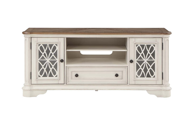 Florian - TV Stand - Oak & Antique White Finish - Tony's Home Furnishings