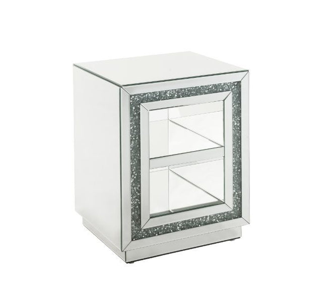 Noralie - End Table With 2 Tier Shelf - Mirrored & Faux Diamonds - 24" - Tony's Home Furnishings