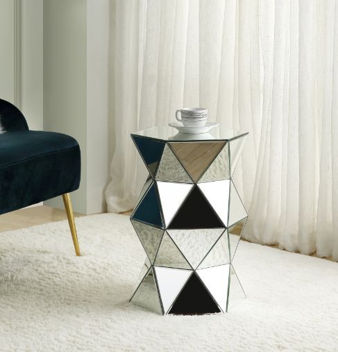 Meria - Pedestal - Mirrored - 20" - Tony's Home Furnishings