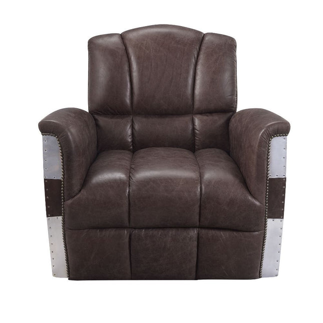 Brancaster - Accent Chair - Retro Brown Top Grain Leather & Aluminum - 35" - Tony's Home Furnishings