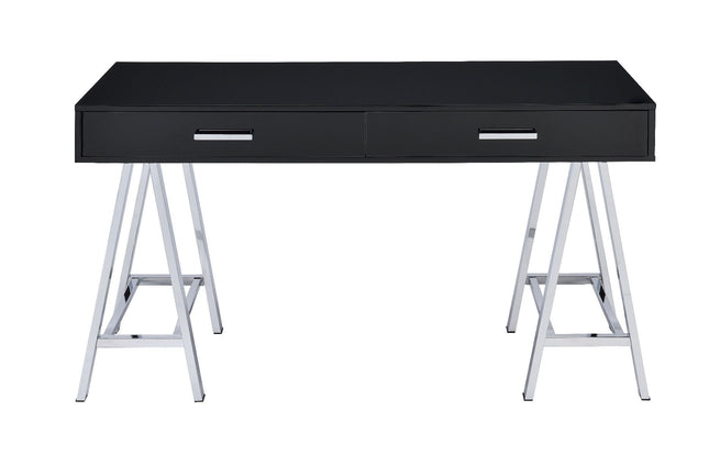 Coleen - Desk - Black High Gloss & Chrome Finish - Tony's Home Furnishings