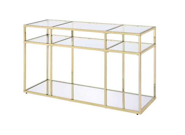 Uchenna - Accent Table - Clear Glass & Gold Finish - 30" - Tony's Home Furnishings