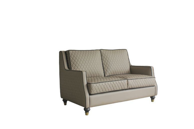 House - Marchese Loveseat - Tan PU & Tobacco Finish - Tony's Home Furnishings