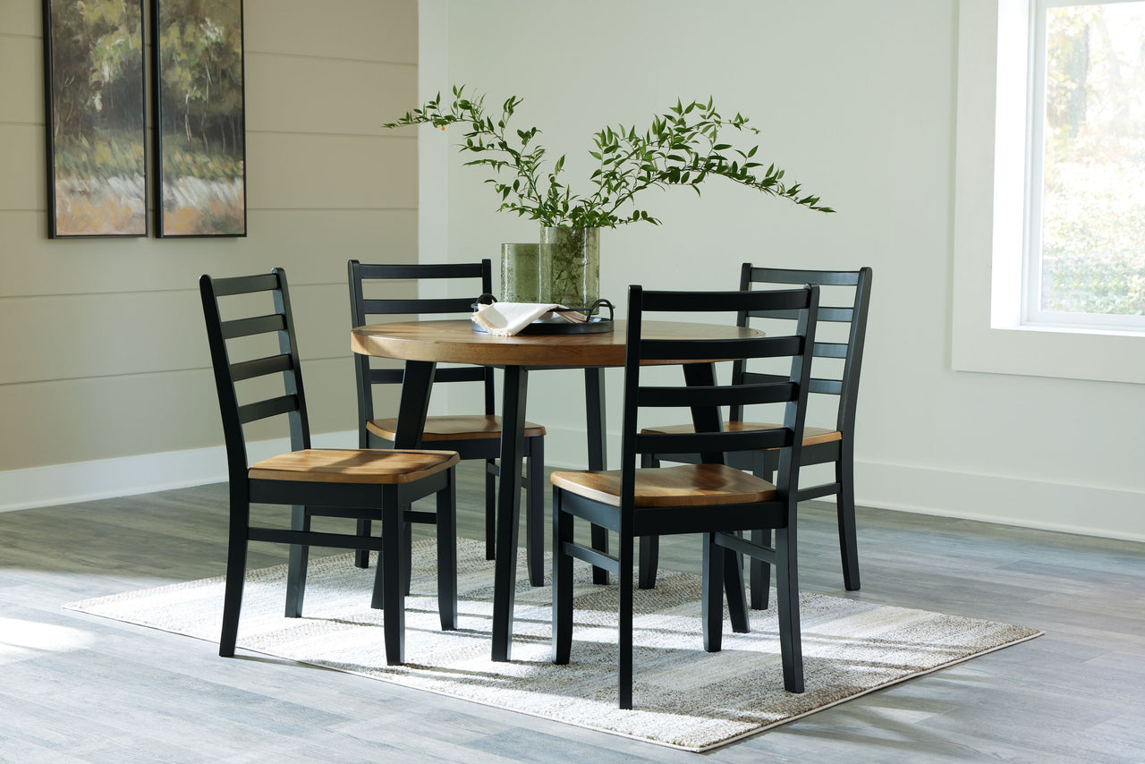 Blondon - Brown / Black - Dining Table And 4 Chairs (Set of 5) - Tony's Home Furnishings