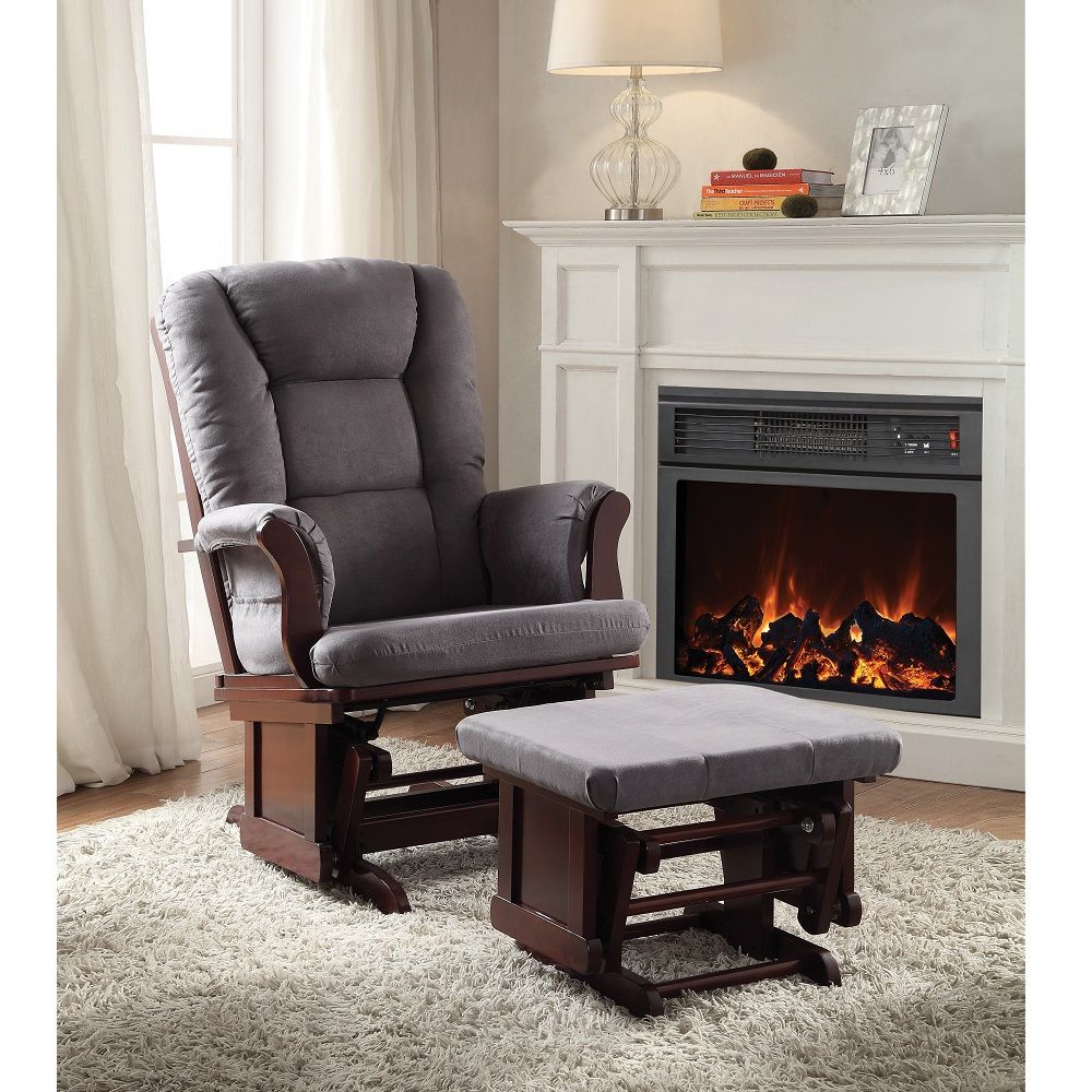 Aeron - Accent Chair - Gray Microfiber & Cherry - Tony's Home Furnishings