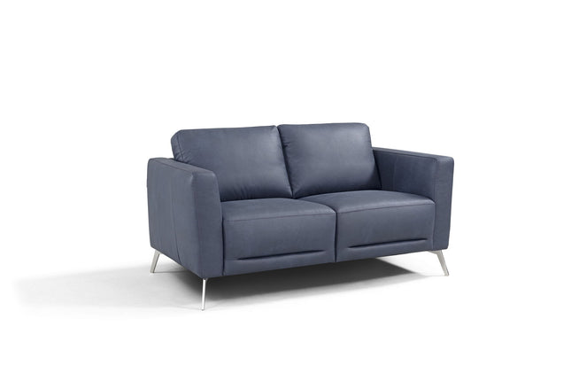 Astonic - Loveseat - Blue Leather - Tony's Home Furnishings