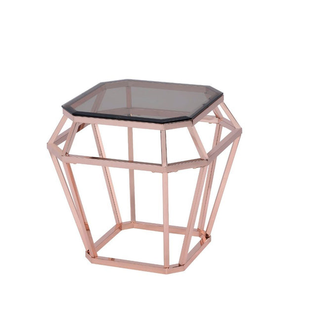 Clifton - End Table - Rose Gold & Smoky Glass - Tony's Home Furnishings