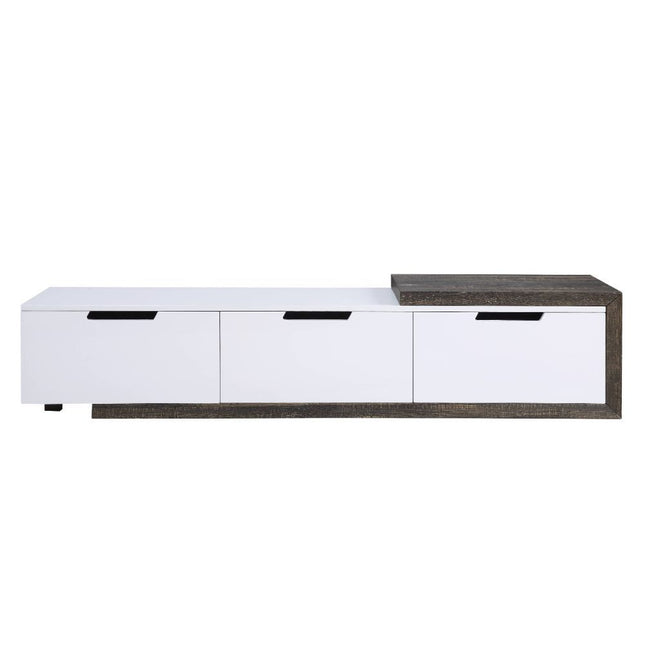 Orion - TV Stand - White High Gloss & Rustic Oak - Tony's Home Furnishings