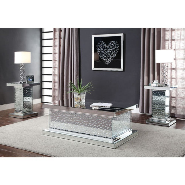 Nysa - Coffee Table - Mirrored & Faux Crystals - 18" - Tony's Home Furnishings