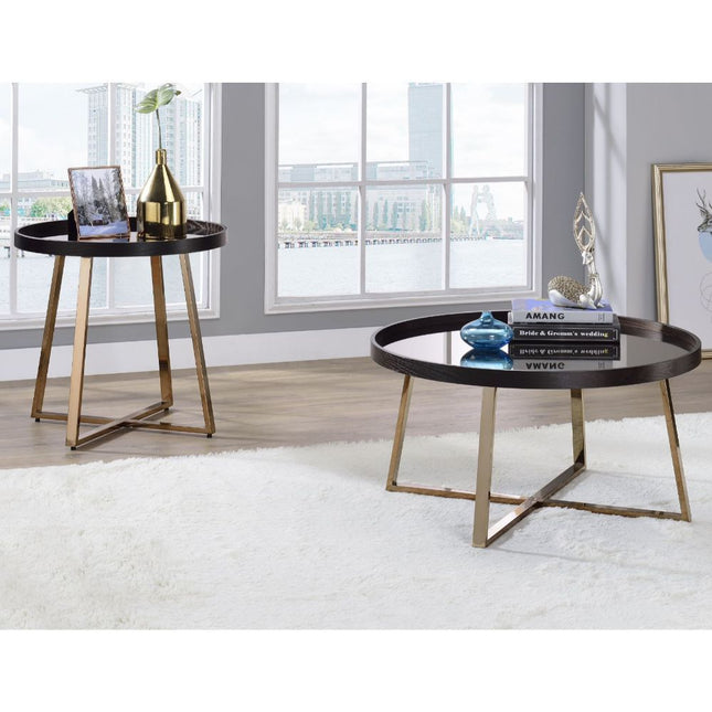 Hepton - End Table - Mirrored, Walnut & Champagne - Tony's Home Furnishings