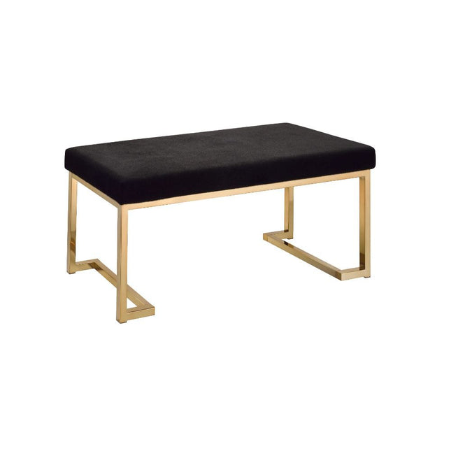 Boice - Bench - Black Fabric & Champagne - Tony's Home Furnishings