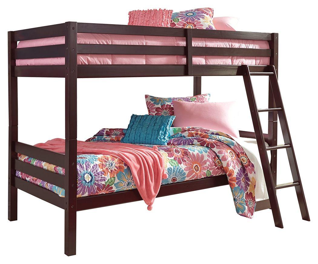 Halanton - Dark Brown - Twin/twin Bunk Bed W/Ladder Tony's Home Furnishings Furniture. Beds. Dressers. Sofas.