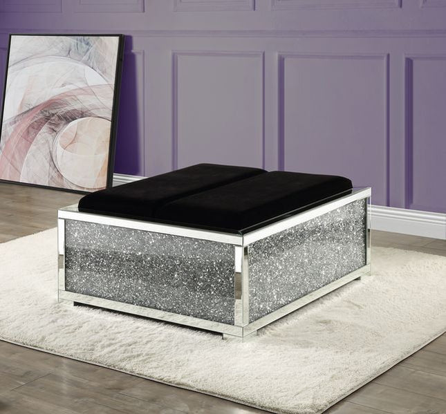 Noralie - Ottoman - Mirrored & Faux Diamonds - Tony's Home Furnishings