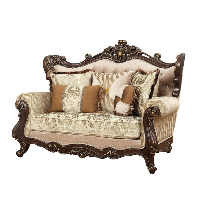 Shalisa - Loveseat - Fabric & Walnut - Tony's Home Furnishings