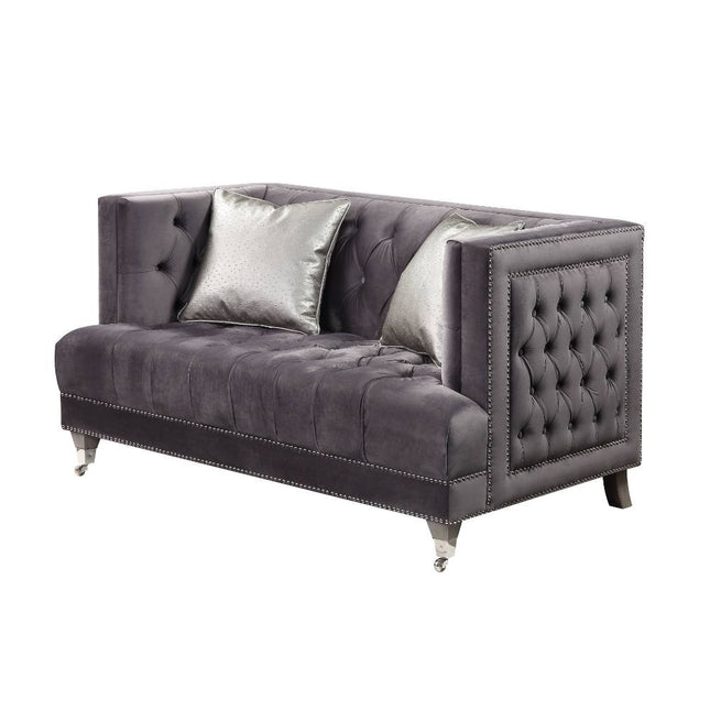 Hegio - Loveseat - Gray Velvet - Tony's Home Furnishings