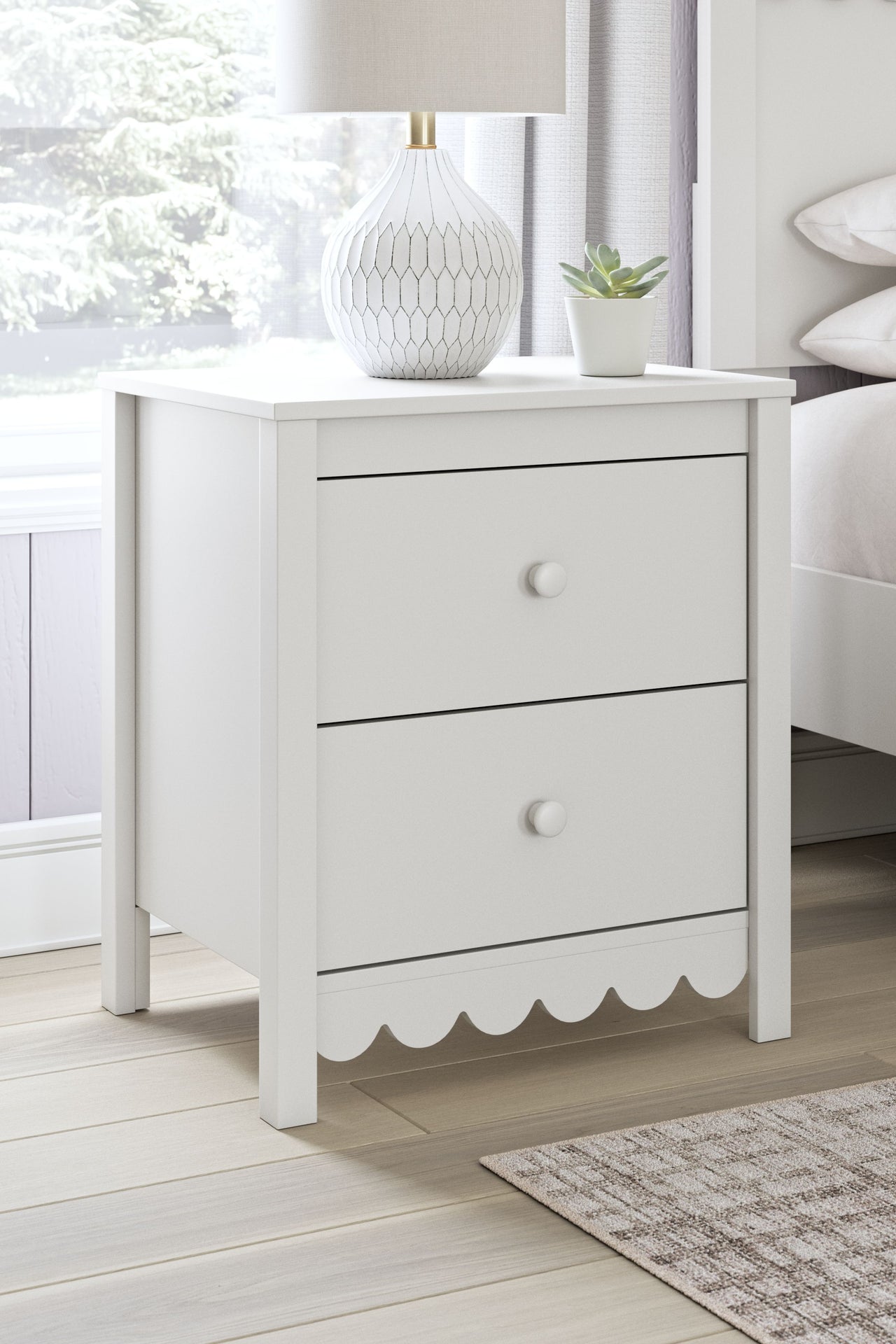 Hallityn - White - Two Drawer Night Stand - Tony's Home Furnishings