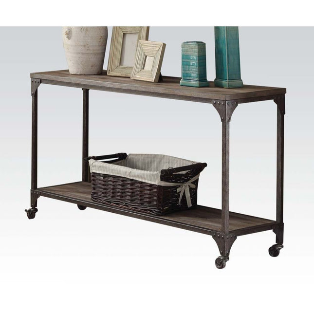 Gorden - Accent Table - Weathered Oak & Antique Nickel - Tony's Home Furnishings