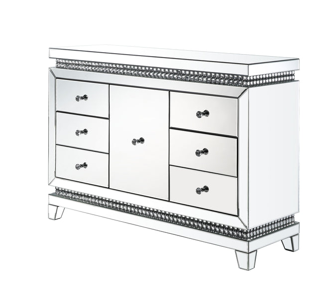 Lotus - Accent Table - Mirrored & Faux Crystals Inlay - 36" - Tony's Home Furnishings