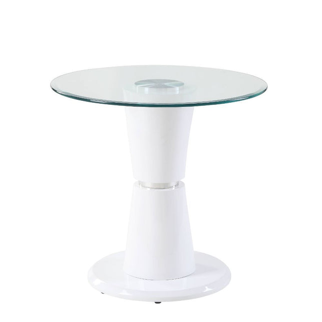 Kavi - End Table - Clear Glass & White High Gloss - Tony's Home Furnishings