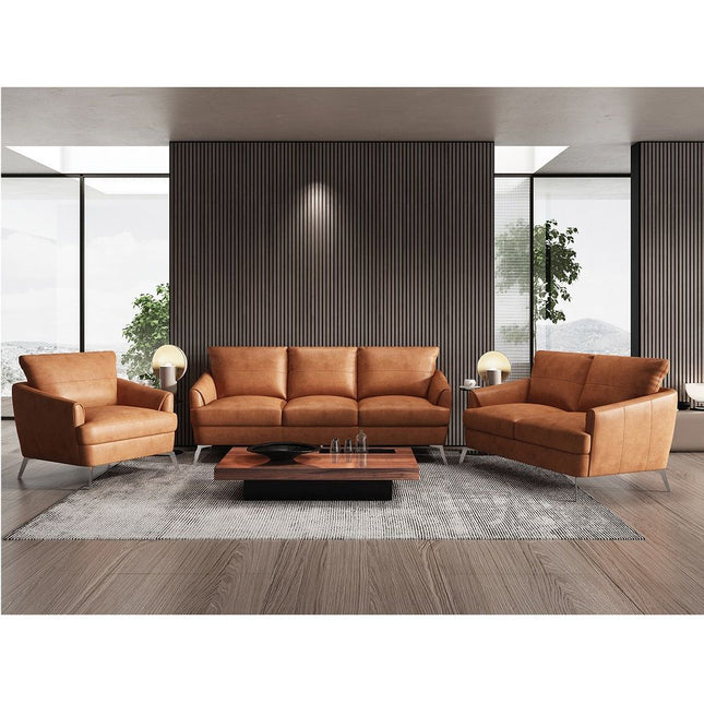 Safi - Loveseat - CapPUchino Leather - Tony's Home Furnishings