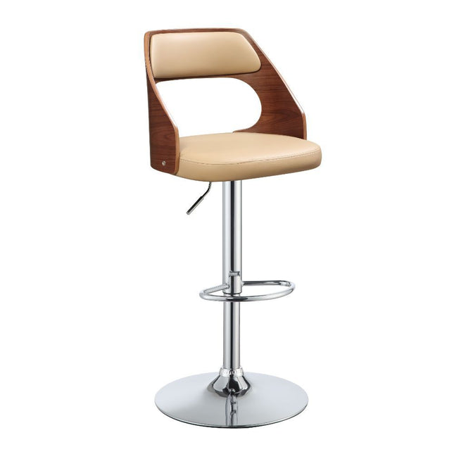 Camila - Stool - Beige PU & Walnut - Tony's Home Furnishings