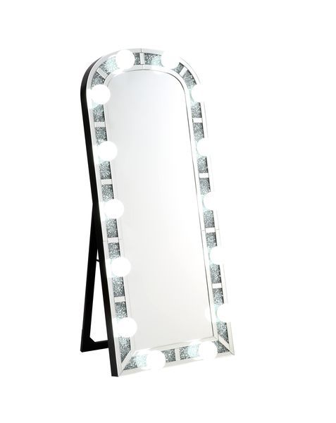 Noralie - Accent Floor Mirror - Mirrored & Faux Diamonds - Tony's Home Furnishings