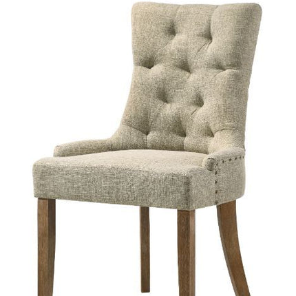 Yotam - Side Chair (Set of 2) - Beige Fabric & Salvaged Oak Finish - Tony's Home Furnishings