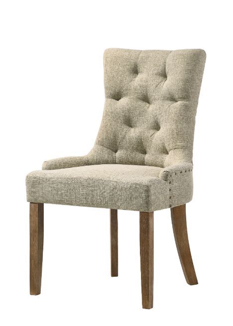 Yotam - Side Chair (Set of 2) - Beige Fabric & Salvaged Oak Finish - Tony's Home Furnishings