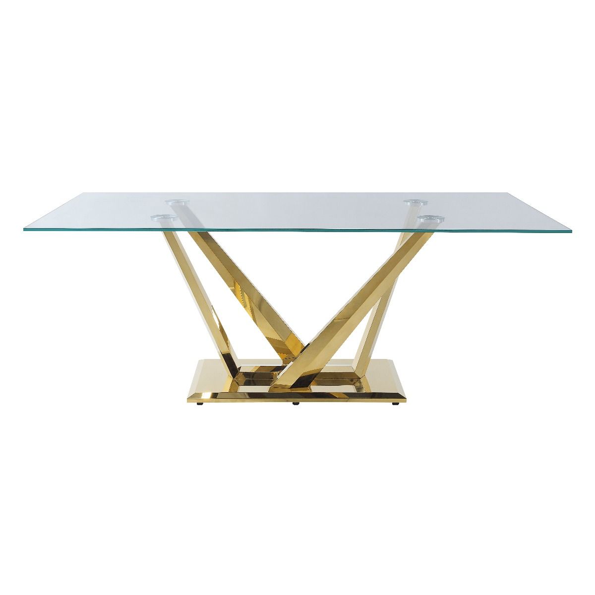 Barnard - Dining Table - Clear Glass & Mirrored Gold Finish - Tony's Home Furnishings