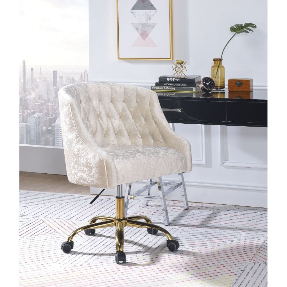 Levian - Office Chair - Vintage Cream Velvet & Gold - Tony's Home Furnishings