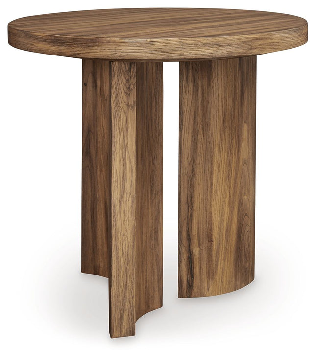 Austanny - Warm Brown - Round End Table - Tony's Home Furnishings