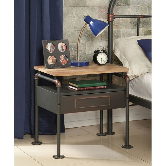 Nicipolis - Side Table - Antique Oak & Sandy Gray - Tony's Home Furnishings