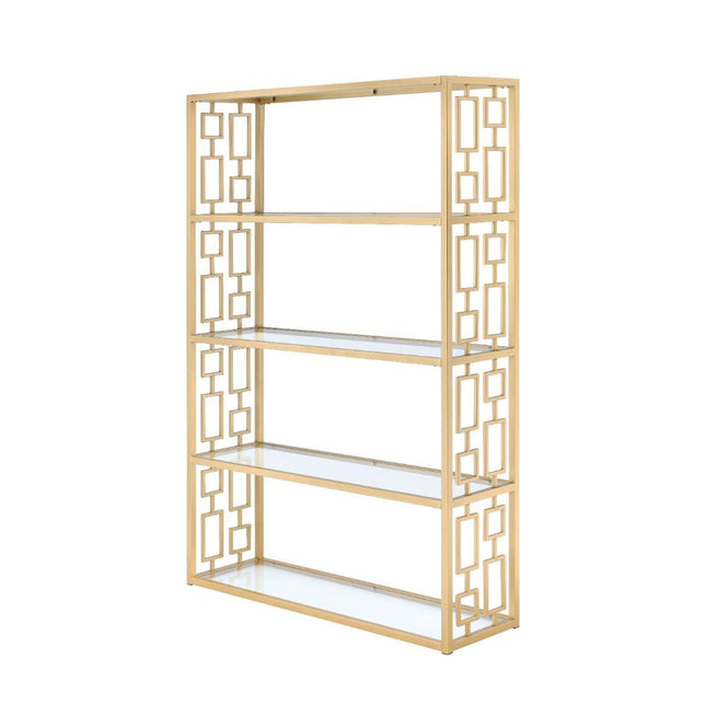 Blanrio - Bookshelf - Gold & Clear Glass - Tony's Home Furnishings