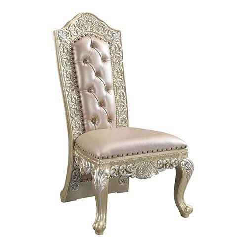 Vatican - Side Chair (Set of 2) - PU & Champagne Silver Finish - Tony's Home Furnishings