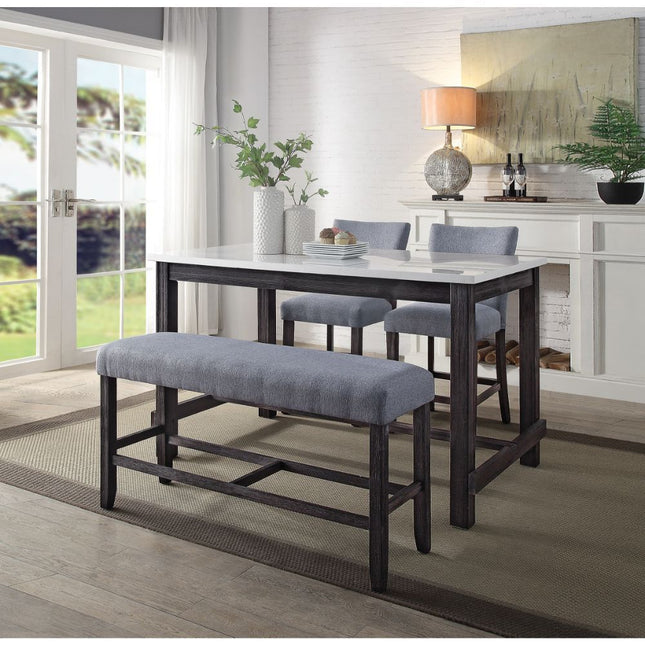 Yelena - Counter Height Table - Marble & Weathered Espresso - Tony's Home Furnishings