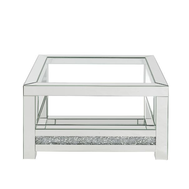 Noralie - Coffee Table With Glass Top - Mirrored - Wood - 18" - Tony's Home Furnishings