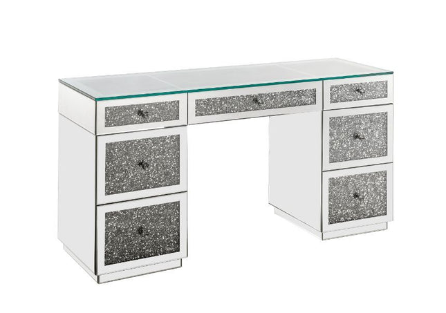 Noralie - Office Desk - Clear Glass, Mirrored & Faux Diamonds - Tony's Home Furnishings