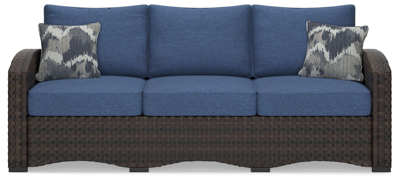 Windglow - Blue / Brown - Sofa With Cushion - Tony's Home Furnishings