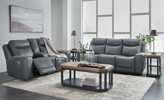 Mindanao - Steel - 2 Pc. - Power Reclining Sofa, Power Reclining Loveseat With Console - Tony's Home Furnishings