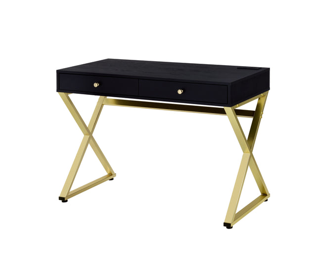 Coleen - Vanity Desk - Black & Brass Finish - 31" - Tony's Home Furnishings