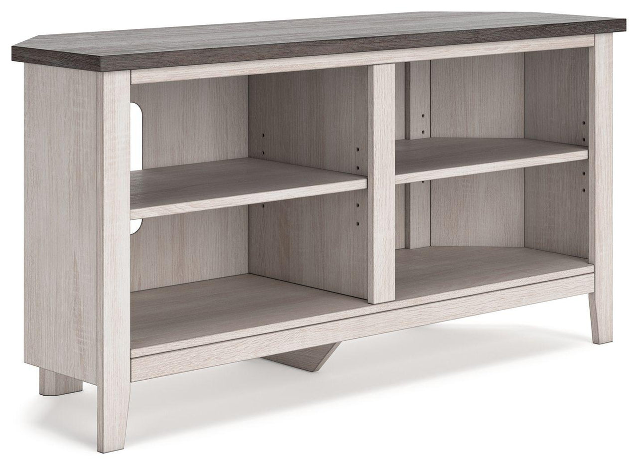 Dorrinson - Two-tone - Small Corner TV Stand Tony's Home Furnishings Furniture. Beds. Dressers. Sofas.