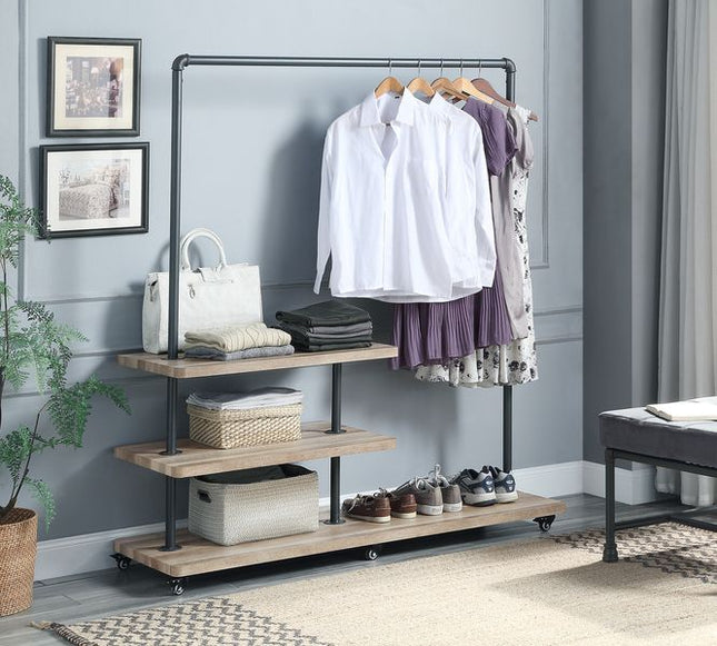 Brantley - Hanger Rack - Oak & Sandy Gray Finish - 66" - Tony's Home Furnishings