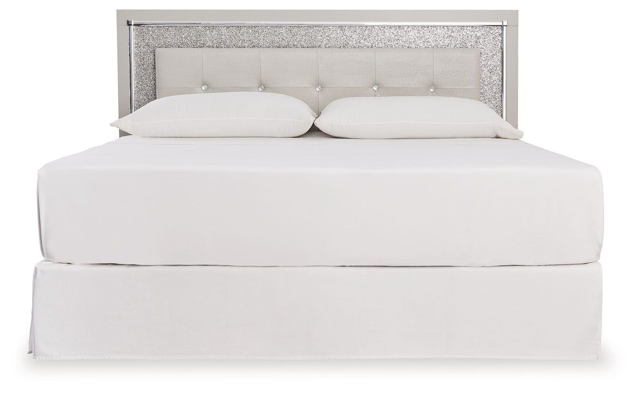 Zyniden - Silver - King Upholstered Panel Headboard - Tony's Home Furnishings