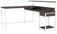 Thumbnail for Dorrinson - White / Black / Gray - L-desk With Storage Tony's Home Furnishings Furniture. Beds. Dressers. Sofas.