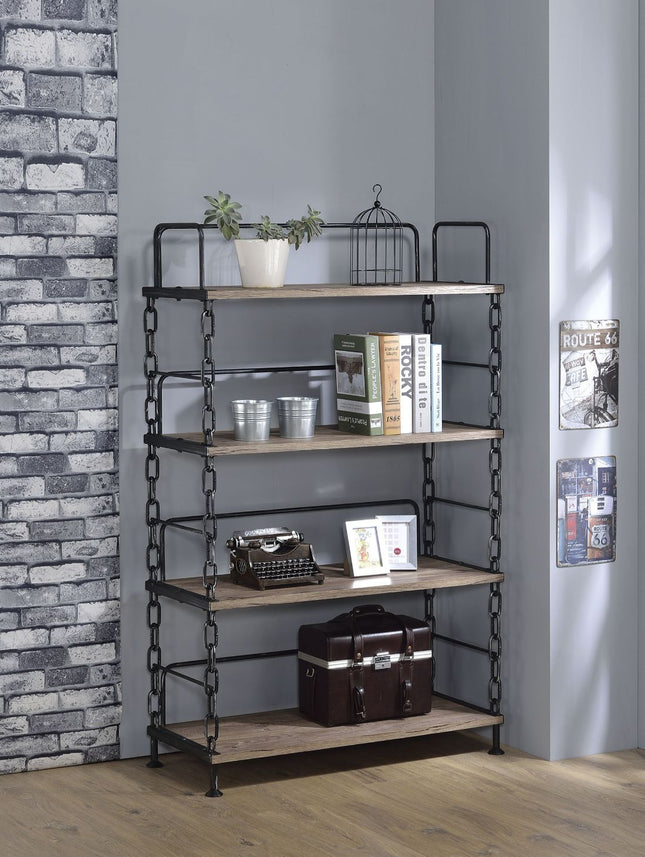 Jodie - Bookshelf - Rustic Oak & Antique Black - Tony's Home Furnishings